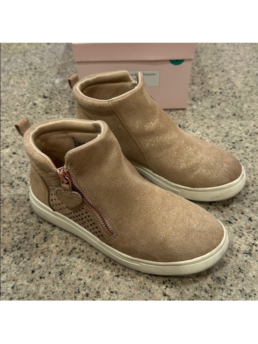 Cupcakes & Cashmere Kids Beige Sparkle Boots
